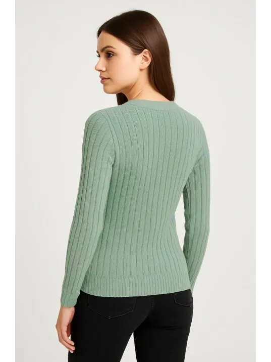 Erkek Bisiklet Yuvarlak Yaka Triko Kazak Pamuklu Kalın Fitilli Dokuma, Regular Fit Uzun Kollu Kışlık Model - Mint Yeşili Erkek Bisiklet Yuvarlak Yaka Triko Kazak Pamuklu Kalın Fitilli Dokuma, Regular Fit Uzun Kollu Kışlık Model - Mint Yeşili