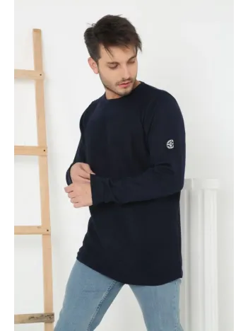 Erkek Biskilet Yaka Kolu Armalı - Lacivert