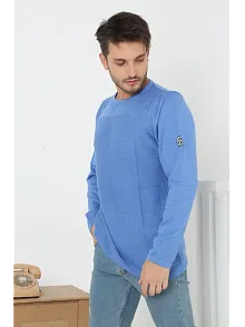 Erkek Biskilet Yaka Kolu Armalı - Mavi