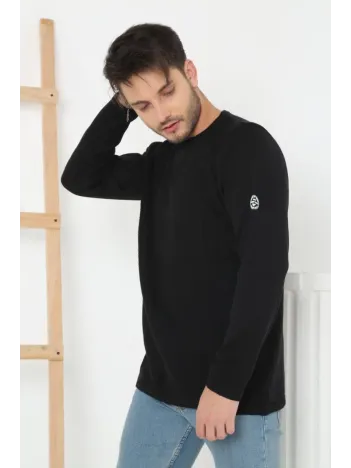 Erkek Biskilet Yaka Kolu Armalı - Siyah