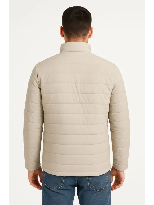 Erkek Bomber Mont Ceket – Su İtici Kumaş, Kapitone Astarlı, Fermuarlı, Kışlık - Bej Erkek Bomber Mont Ceket – Su İtici Kumaş, Kapitone Astarlı, Fermuarlı, Kışlık - Bej