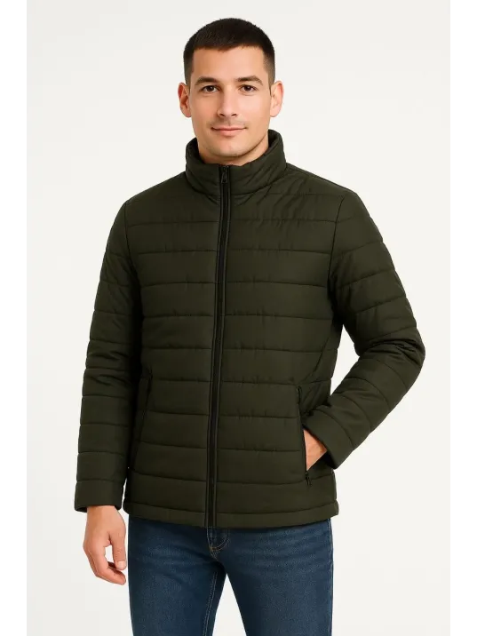 Erkek Bomber Mont Ceket – Su İtici Kumaş, Kapitone Astarlı, Fermuarlı, Kışlık - Haki