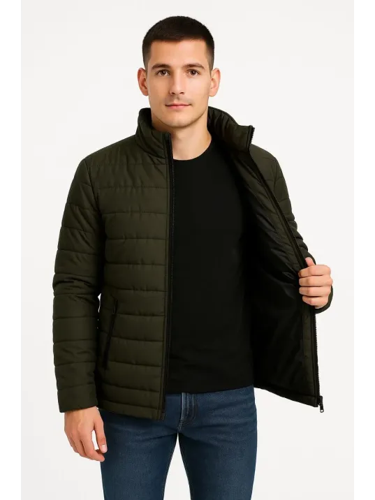 Erkek Bomber Mont Ceket – Su İtici Kumaş, Kapitone Astarlı, Fermuarlı, Kışlık - Haki Erkek Bomber Mont Ceket – Su İtici Kumaş, Kapitone Astarlı, Fermuarlı, Kışlık - Haki