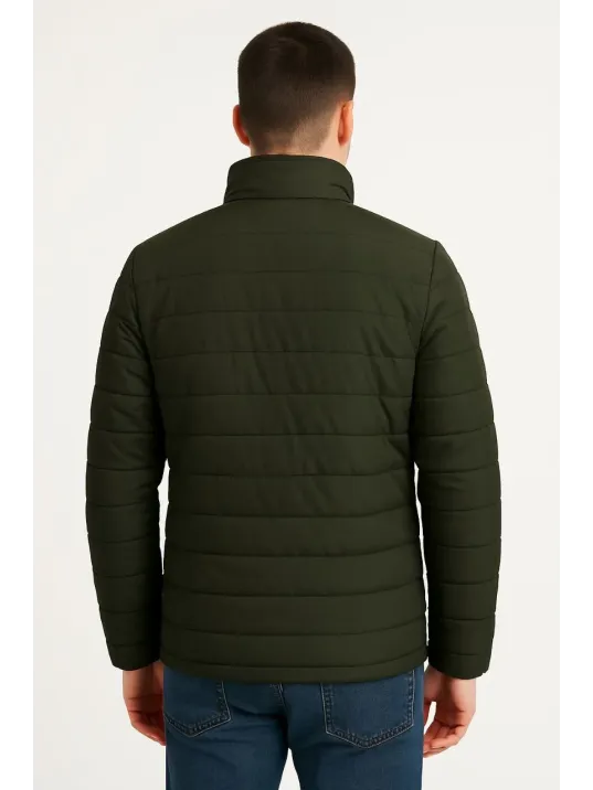 Erkek Bomber Mont Ceket – Su İtici Kumaş, Kapitone Astarlı, Fermuarlı, Kışlık - Haki