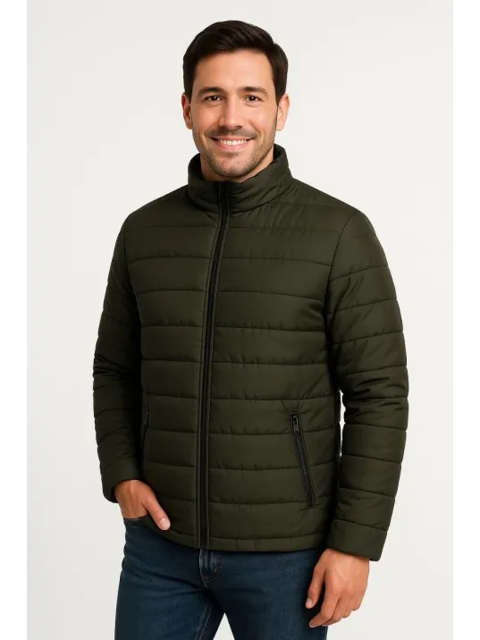 Erkek Bomber Mont Ceket – Su İtici Kumaş, Kapitone Astarlı, Fermuarlı, Kışlık - Haki