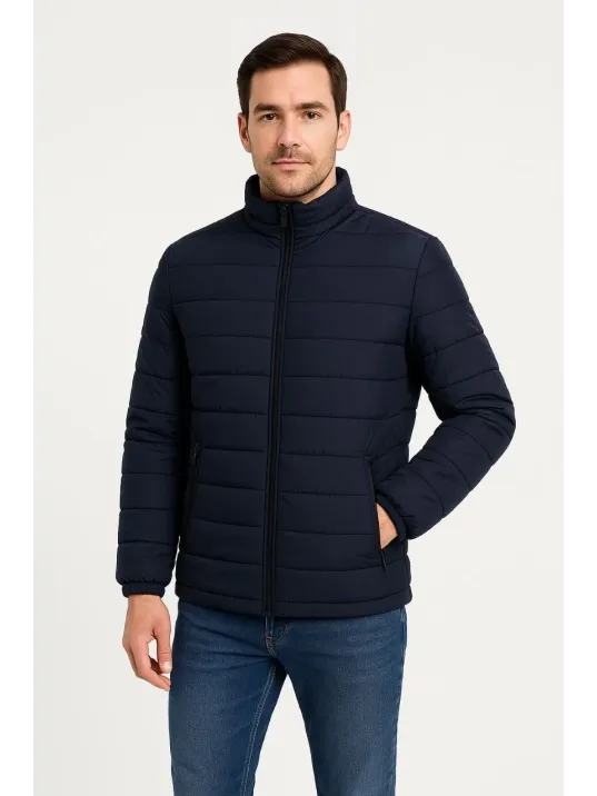 Erkek Bomber Mont Ceket – Su İtici Kumaş, Kapitone Astarlı, Fermuarlı, Kışlık - Lacivert Erkek Bomber Mont Ceket – Su İtici Kumaş, Kapitone Astarlı, Fermuarlı, Kışlık - Lacivert