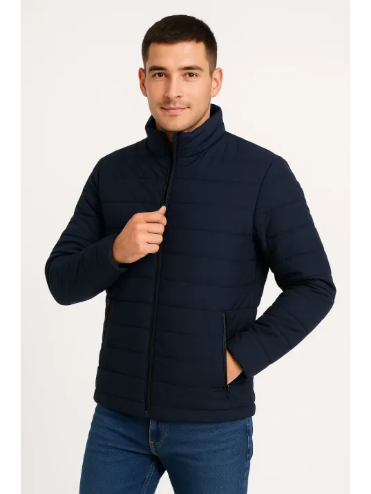 Erkek Bomber Mont Ceket – Su İtici Kumaş, Kapitone Astarlı, Fermuarlı, Kışlık - Lacivert Erkek Bomber Mont Ceket – Su İtici Kumaş, Kapitone Astarlı, Fermuarlı, Kışlık - Lacivert