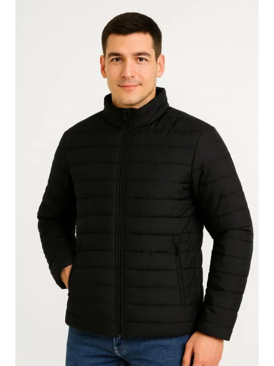 Erkek Bomber Mont Ceket – Su İtici Kumaş, Kapitone Astarlı, Fermuarlı, Kışlık - Siyah Erkek Bomber Mont Ceket – Su İtici Kumaş, Kapitone Astarlı, Fermuarlı, Kışlık - Siyah