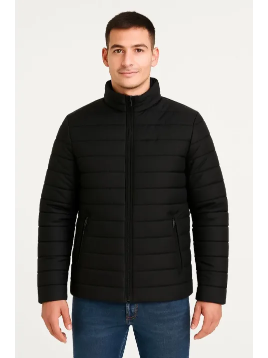 Erkek Bomber Mont Ceket – Su İtici Kumaş, Kapitone Astarlı, Fermuarlı, Kışlık - Siyah Erkek Bomber Mont Ceket – Su İtici Kumaş, Kapitone Astarlı, Fermuarlı, Kışlık - Siyah