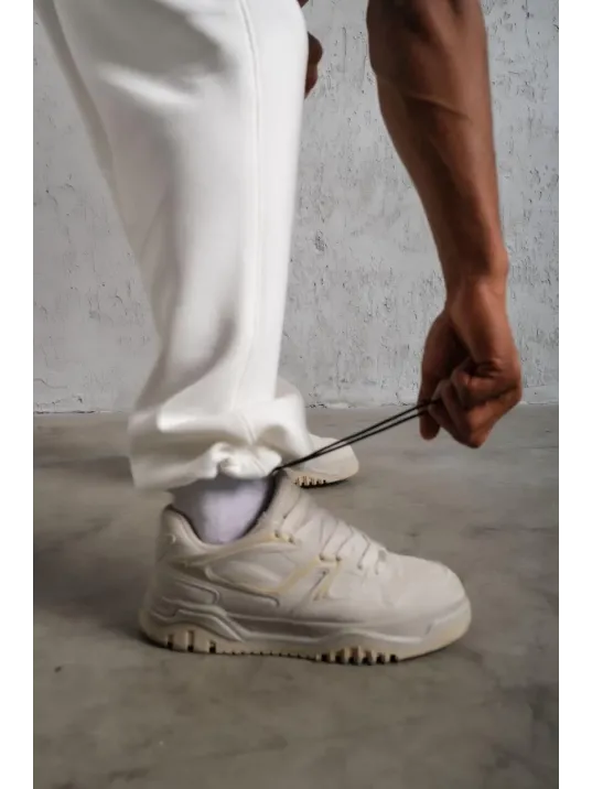 Erkek Baggy Alt Eşofman - Beyaz Erkek Baggy Alt Eşofman - Beyaz