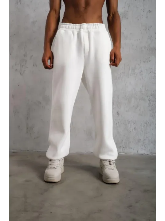 Erkek Baggy Alt Eşofman - Beyaz Erkek Baggy Alt Eşofman - Beyaz