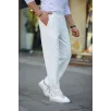 Erkek Cizgili Dokuma Krep Jogger Buggy Pantalon Rahat kalıp - Beyaz Erkek Cizgili Dokuma Krep Jogger Buggy Pantalon Rahat kalıp - Beyaz