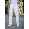 Erkek Cizgili Dokuma Krep Jogger Buggy Pantalon Rahat kalıp - Beyaz Erkek Cizgili Dokuma Krep Jogger Buggy Pantalon Rahat kalıp - Beyaz