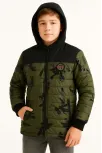 Erkek Çocuk Kamuflaj Desenli Mont İçi Sıcak Tutan Pelüş Astarlı, Kapüşonlu, Fermuarlı Kışlık Su İtici Şişme Mont - Haki Erkek Çocuk Kamuflaj Desenli Mont İçi Sıcak Tutan Pelüş Astarlı, Kapüşonlu, Fermuarlı Kışlık Su İtici Şişme Mont - Haki