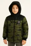 Erkek Çocuk Kamuflaj Desenli Mont İçi Sıcak Tutan Pelüş Astarlı, Kapüşonlu, Fermuarlı Kışlık Su İtici Şişme Mont - Haki Erkek Çocuk Kamuflaj Desenli Mont İçi Sıcak Tutan Pelüş Astarlı, Kapüşonlu, Fermuarlı Kışlık Su İtici Şişme Mont - Haki