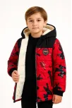 Erkek Çocuk Kamuflaj Desenli Mont İçi Sıcak Tutan Pelüş Astarlı, Kapüşonlu, Fermuarlı Kışlık Su İtici Şişme Mont - Kırmızı Erkek Çocuk Kamuflaj Desenli Mont İçi Sıcak Tutan Pelüş Astarlı, Kapüşonlu, Fermuarlı Kışlık Su İtici Şişme Mont - Kırmızı