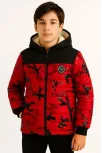 Erkek Çocuk Kamuflaj Desenli Mont İçi Sıcak Tutan Pelüş Astarlı, Kapüşonlu, Fermuarlı Kışlık Su İtici Şişme Mont - Kırmızı Erkek Çocuk Kamuflaj Desenli Mont İçi Sıcak Tutan Pelüş Astarlı, Kapüşonlu, Fermuarlı Kışlık Su İtici Şişme Mont - Kırmızı