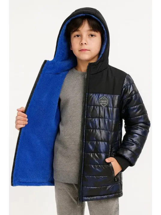 Erkek Çocuk Kamuflaj Desenli Mont İçi Sıcak Tutan Pelüş Astarlı, Kapüşonlu, Fermuarlı Kışlık Su İtici Şişme Mont - Lacivert Erkek Çocuk Kamuflaj Desenli Mont İçi Sıcak Tutan Pelüş Astarlı, Kapüşonlu, Fermuarlı Kışlık Su İtici Şişme Mont - Lacivert