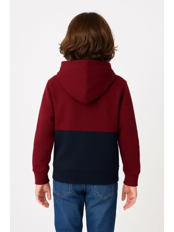 Erkek Çocuk Kapüşonlu Kanguru Cepli Parçalı Sweatshirt - Renkli