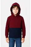 Erkek Çocuk Kapüşonlu Kanguru Cepli Parçalı Sweatshirt - Renkli