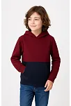 Erkek Çocuk Kapüşonlu Kanguru Cepli Parçalı Sweatshirt - Renkli
