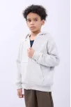 Erkek Çocuk Kapüşonlu Kanguru Çepli Tam Fermuarlı Hırka Sweatshirt - Gri Erkek Çocuk Kapüşonlu Kanguru Çepli Tam Fermuarlı Hırka Sweatshirt - Gri