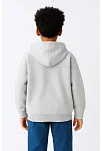 Erkek Çocuk Kapüşonlu Kanguru Çepli Tam Fermuarlı Hırka Sweatshirt - Gri