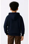 Erkek Çocuk Kapüşonlu Kanguru Çepli Tam Fermuarlı Hırka Sweatshirt - Lacivert