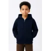 Erkek Çocuk Kapüşonlu Kanguru Çepli Tam Fermuarlı Hırka SweatShirt - Lacivert