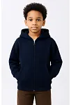 Erkek Çocuk Kapüşonlu Kanguru Çepli Tam Fermuarlı Hırka Sweatshirt - Lacivert