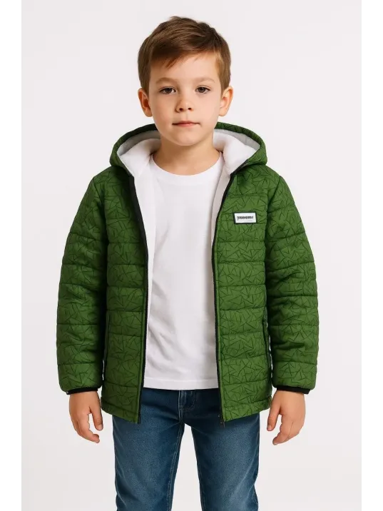 Erkek Çocuk Yeşil Desenli Mont İçi Sıcak Tutucu Pelüş Astarlı, Kapüşonlu Fermuarlı Su İtici Kışlık Şişme Mont- Haki Erkek Çocuk Yeşil Desenli Mont İçi Sıcak Tutucu Pelüş Astarlı, Kapüşonlu Fermuarlı Su İtici Kışlık Şişme Mont- Haki