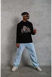 Erkek Dankes Baskılı Kapüşonlu Sweat - Siyah