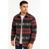 Erkek Desenli Polar Gömlek – Etnik Şerit Desen Yakalı, Uzun Kollu, Düğmeli, Oversize Rahat Kalıp - Füme Erkek Desenli Polar Gömlek – Etnik Şerit Desen Yakalı, Uzun Kollu, Düğmeli, Oversize Rahat Kalıp - Füme