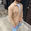 Erkek Diagonal Kumaş Cepli Çıtçıtlı uzun Kollu, Gömlek Oversize Rahat Kalıp Günlük Şık Stil - Bej Erkek Diagonal Kumaş Cepli Çıtçıtlı uzun Kollu, Gömlek Oversize Rahat Kalıp Günlük Şık Stil - Bej