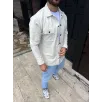 Erkek Diagonal Kumaş Cepli Çıtçıtlı uzun Kollu, Gömlek Oversize Rahat Kalıp Günlük Şık Stil - Beyaz Erkek Diagonal Kumaş Cepli Çıtçıtlı uzun Kollu, Gömlek Oversize Rahat Kalıp Günlük Şık Stil - Beyaz