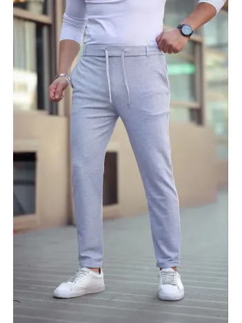 Erkek Diagonel Mikro dokulu Cepli Beli Lastilki Pantolon - Gri Erkek Diagonel Mikro dokulu Cepli Beli Lastilki Pantolon - Gri