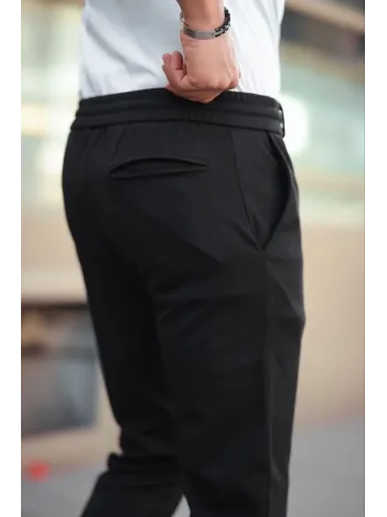 Erkek Diagonel Mikro dokulu Cepli Beli Lastilki Pantolon - Siyah Erkek Diagonel Mikro dokulu Cepli Beli Lastilki Pantolon - Siyah
