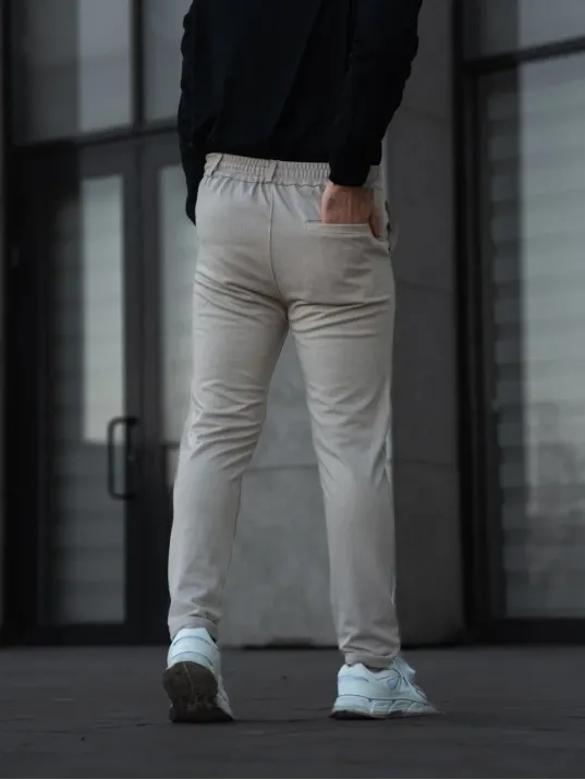 Erkek Diagonel Mikro dokulu Cepli Pantolon - Bej Erkek Diagonel Mikro dokulu Cepli Pantolon - Bej