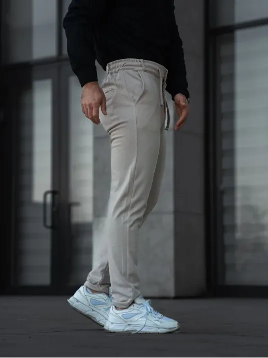 Erkek Diagonel Mikro dokulu Cepli Pantolon - Bej Erkek Diagonel Mikro dokulu Cepli Pantolon - Bej