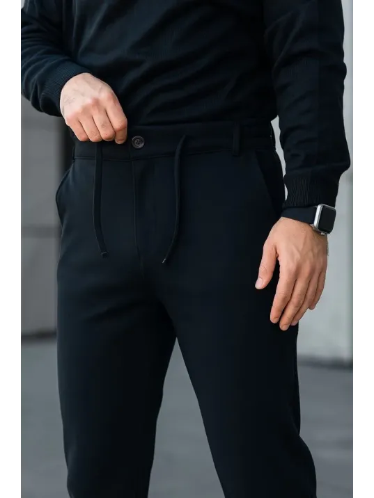 Erkek Diagonel Mikro dokulu Cepli Pantolon - Siyah Erkek Diagonel Mikro dokulu Cepli Pantolon - Siyah