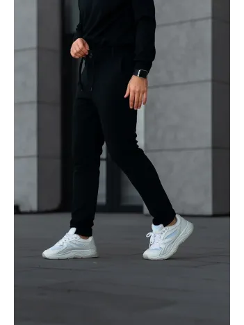 Erkek Diagonel Mikro dokulu Cepli Pantolon - Siyah Erkek Diagonel Mikro dokulu Cepli Pantolon - Siyah