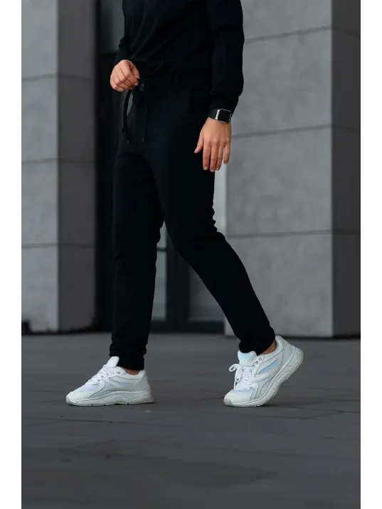 Erkek Diagonel Mikro dokulu Cepli Pantolon - Siyah Erkek Diagonel Mikro dokulu Cepli Pantolon - Siyah