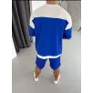 Erkek Şortlu Takım – Oversize İki İplik Kumaş, Ön & Arka Dijital Baskılı Tişört ve Lastikli Cepli Şort, Yazlık Günlük Spor Set - Mavi