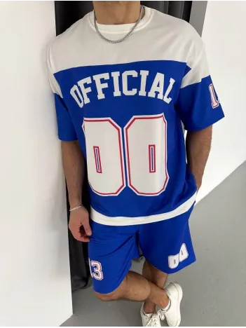 Erkek Şortlu Takım – Oversize İki İplik Kumaş, Ön & Arka Dijital Baskılı Tişört ve Lastikli Cepli Şort, Yazlık Günlük Spor Set - Mavi Erkek Şortlu Takım – Oversize İki İplik Kumaş, Ön & Arka Dijital Baskılı Tişört ve Lastikli Cepli Şort, Yazlık Günlük Spor Set - Mavi