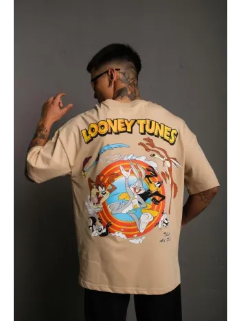 Erkek Dijital Baskılı T-Shirt - Bej