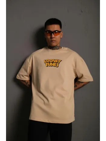 Erkek Dijital Baskılı T-Shirt - Bej