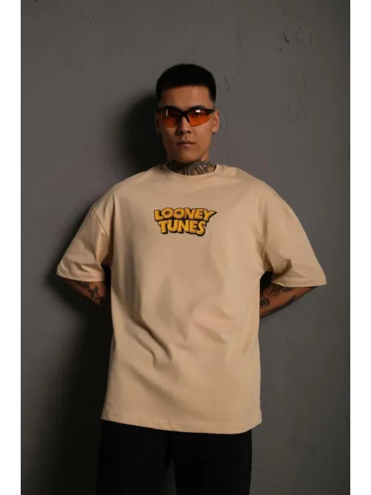 Erkek Dijital Baskılı T-Shirt - Bej