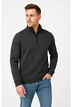 Erkek Dik Yaka Sweatshirt Dik Yaka Yarım Fermuarlı 3 İplik Şardonlu Pamuk Kumaş - Antrasit