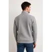 Erkek Dik Yaka Sweatshirt Dik Yaka Yarım Fermuarlı 3 İplik Şardonlu Pamuk Kumaş - Gri Erkek Dik Yaka Sweatshirt Dik Yaka Yarım Fermuarlı 3 İplik Şardonlu Pamuk Kumaş - Gri