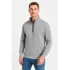 Erkek Dik Yaka Sweatshirt Dik Yaka Yarım Fermuarlı 3 İplik Şardonlu Pamuk Kumaş - Gri Erkek Dik Yaka Sweatshirt Dik Yaka Yarım Fermuarlı 3 İplik Şardonlu Pamuk Kumaş - Gri